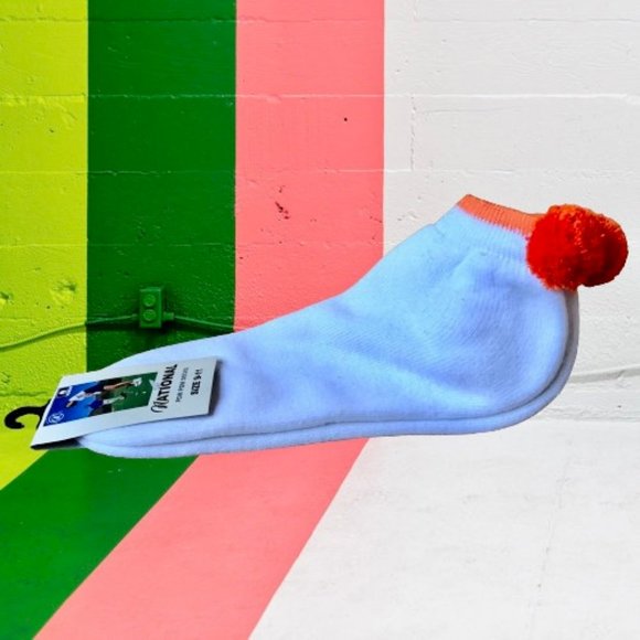 Vintage National Pom Pom Socks Anklets Womens 9 to 11 White & Orange NEW - Picture 8 of 8